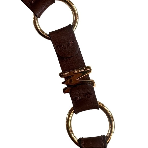 Moschino Logo Brown Leather Gold Hardware Belt - Picture 8 of 13